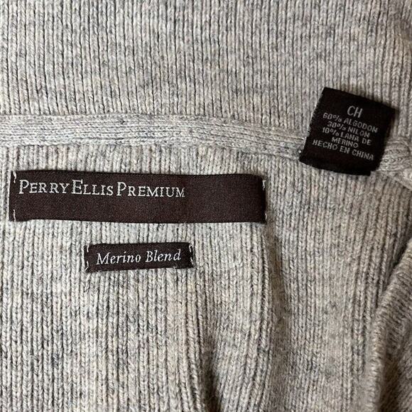 Perry Ellis, Merino Wool Blend Sweater/Cardigan, Cream, Button Closure, Medium - Picture 5 of 6